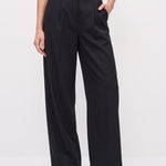 Black pleated pants, front view
