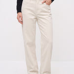 White corduroy pants, straight-leg front view