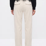 White corduroy pants with back flap pockets