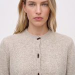 Merino cardigan round neckline and elongated buttons