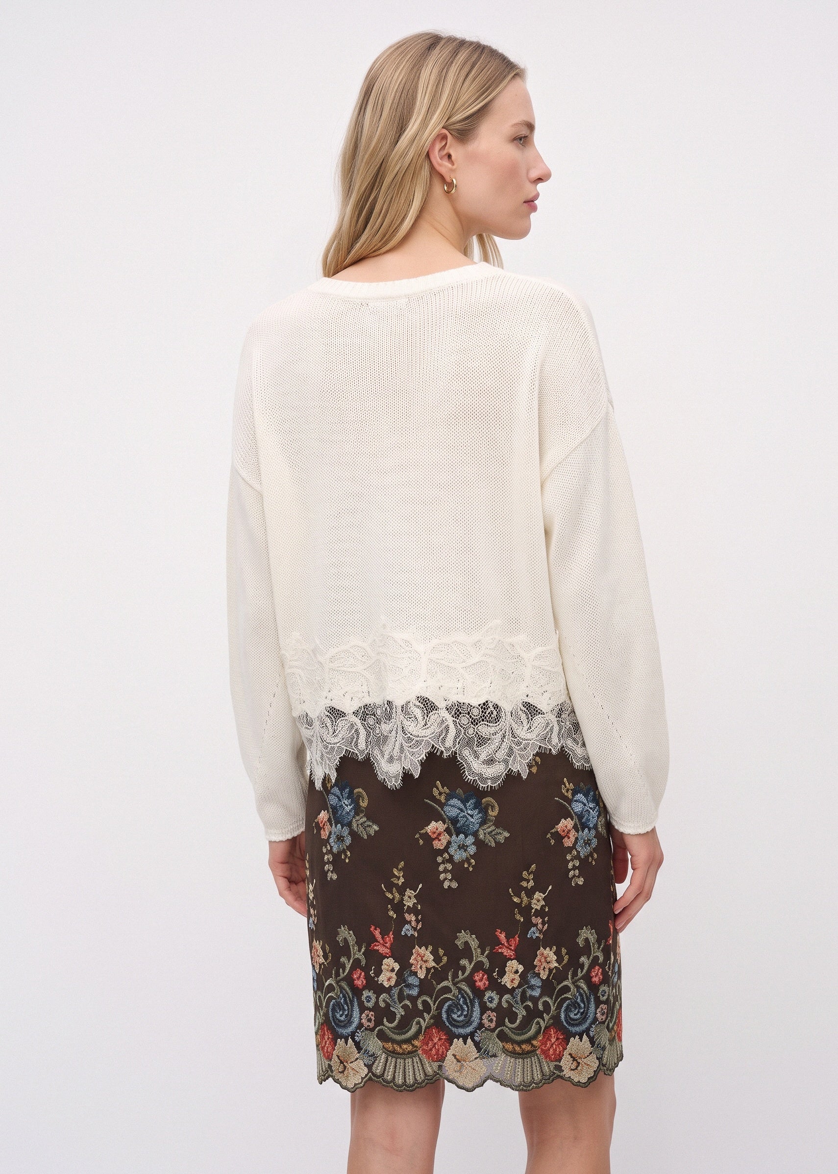 White linen sweater, back view